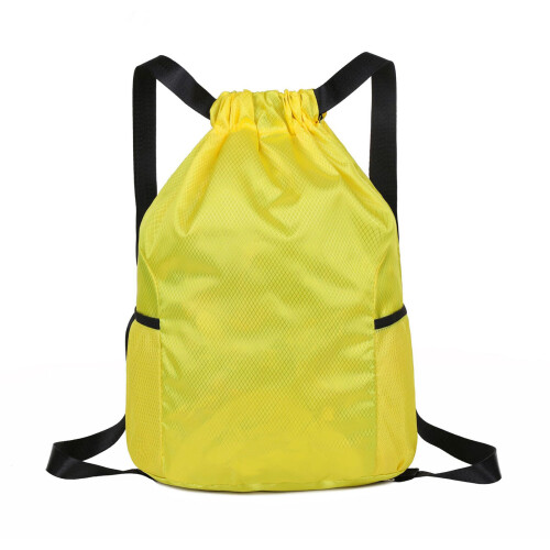 Water Resistant Drawstring Backpack Adjustable Shoulder-Yellow
