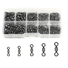 210lots 5 Size Variety Stainless Fishing Swivels For Line Rotate