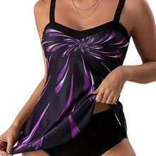 Tankini-Badeanzug mit Blumenmuster und Slip, verstellbarer-L
