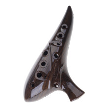 User Friendly Ceramic 12 Hole Ocarina Beginner Wind-Brown
