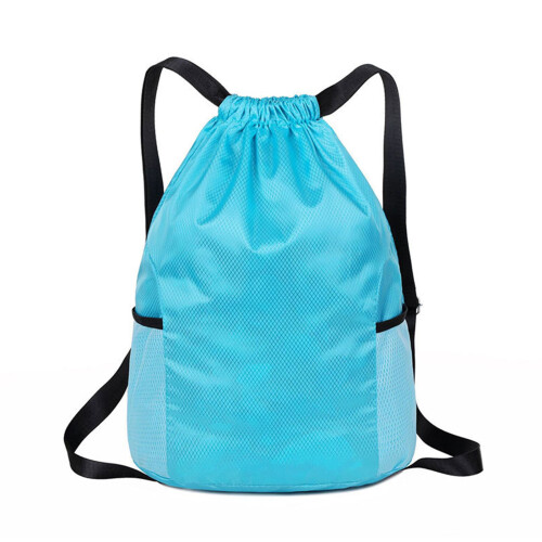 Waterproof Drawstring Backpack Light Weight Oxford-light blue