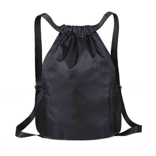 High Capacity Drawstring Backpack Light Weight Gym Bag-Black