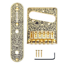 Professional 6 String Saddles Bridge Plate with Carving-Golden