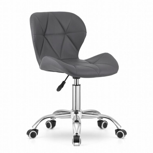 Chaise de bureau pivotante, dossier large, similicuir, gris