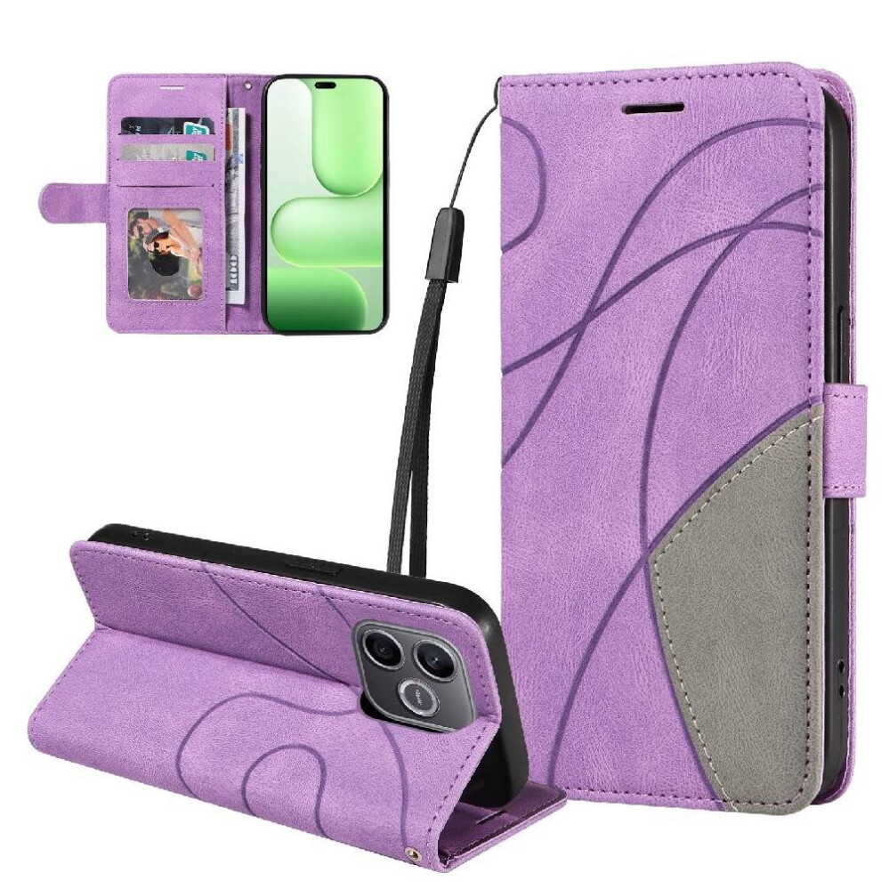 () Flip Case For Honor 600 Lite Kickstand Protective Flip Folio Book Leather Wallet With Card Slot Stand Stitching Color 764563803798