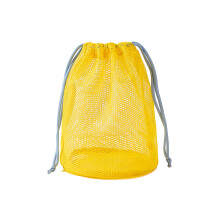 Water Resistant Mesh Toiletry Pouch Adjustable Closure-Yellow M