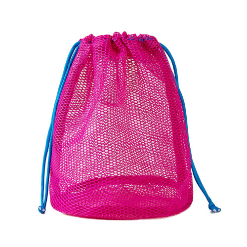 Simple Mesh Bag Swim Essential Adjustable Drawstring-Rose Red L