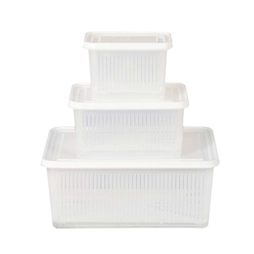 Food Grade PP Fridge Storage Containers with Drain Basket