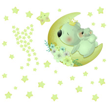 Glow-in-the-Dark Wall Stickers Bear Moon Stars5pcs