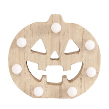 Wooden Halloween LED Light Decor, White, 12.5x9x3.5cm