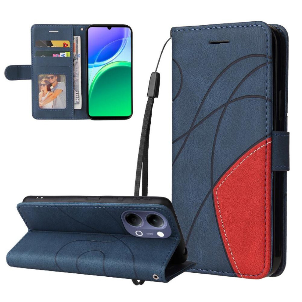 Flip Case For Vivo Y05 4G Stitching Color Flip Folio Book Leather Wallet With Card Slot Stand Kickstand Protective 764563803965