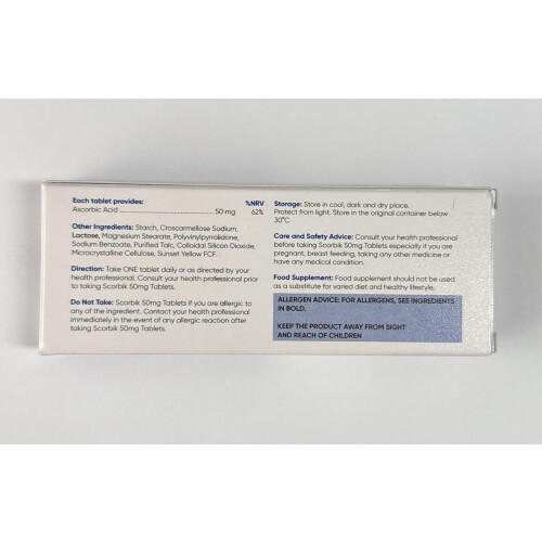 Scorbik Vitamin C Ascorbic Acid Tablets 50mg 28 2