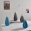 Tropfenförmige Keramikvase, blau oder grau, 15 x 8 cm oder 18 x 8 cm 6