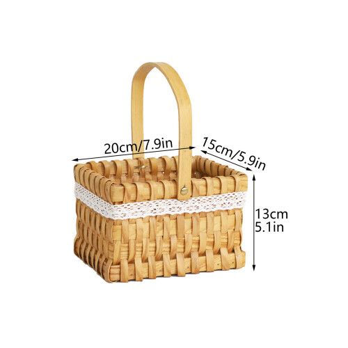 Coș de flori din lemn țesut manual cu căptușeală din plastic 1