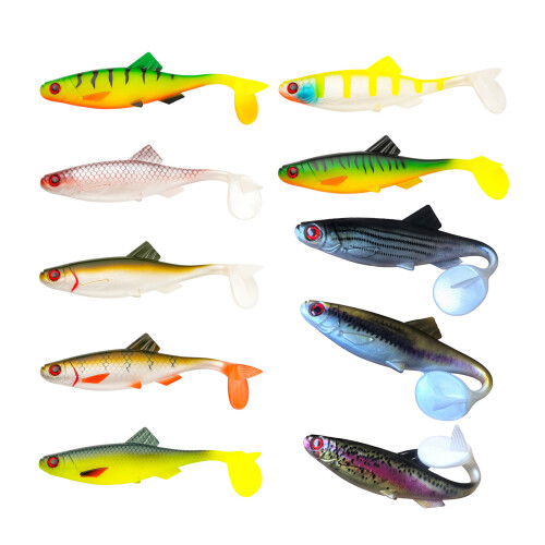 Swimbaits réalistes à queue de pagaie, appâts à queue en T,-F 2