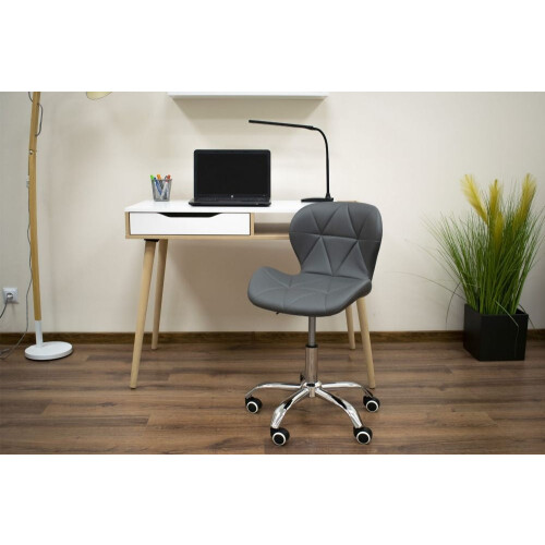 Chaise de bureau pivotante, dossier large, similicuir, gris 1