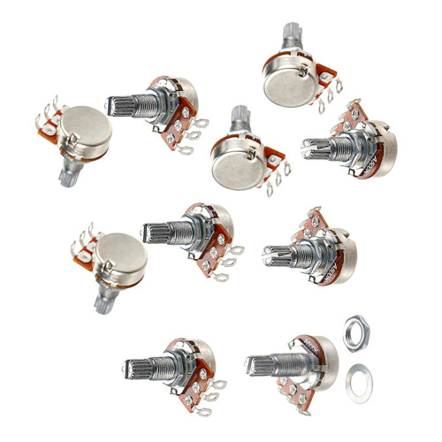 10 Pack Split Shaft 500K Ohm Potentiometer with 3 Pin Terminal