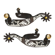 Western Cowboy Spur with Rowel Metal Horse Boot Spur Hand Carved