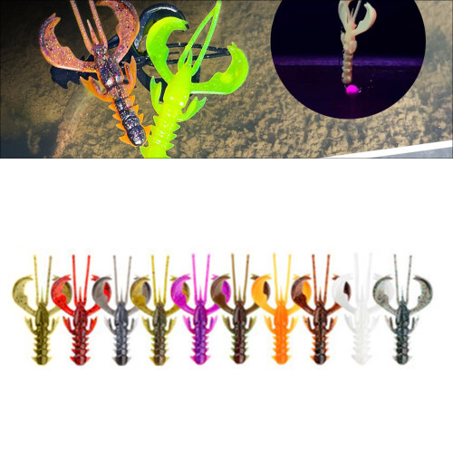 10Pcs Soft Shrimp Lures Simulation Prawns Shrimp-Color A 6.5cm 1