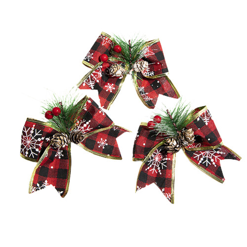 Traditional Retro Christmas Cloth Bows13x13cm