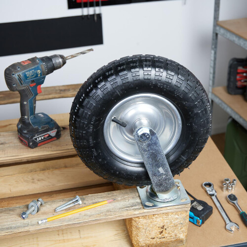 Heavy-Duty Castor Set with Pneumatic Tyres, 2 Fixed + 2 Swivel 1
