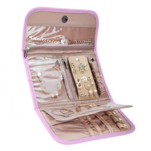 Polyester Jewelry Organizers Pouches Travel Friendly-Pink