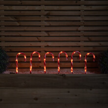Set of 6 Light up Red & White Candy Cane Christmas Path Lights
