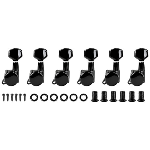 Guitar String Tuning Keys Tuners for Acoustic-Black 6 Left