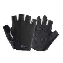 Durability Half Finger Bike Gloves Sun Protecting-black gray S
