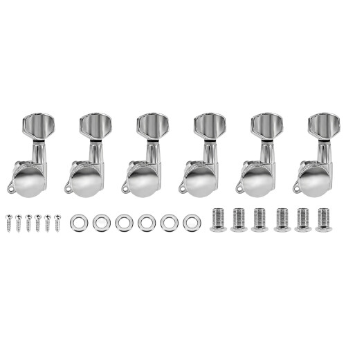 Guitar String Tuning Pegs Guitar Machine Heads-Silver 6 Left