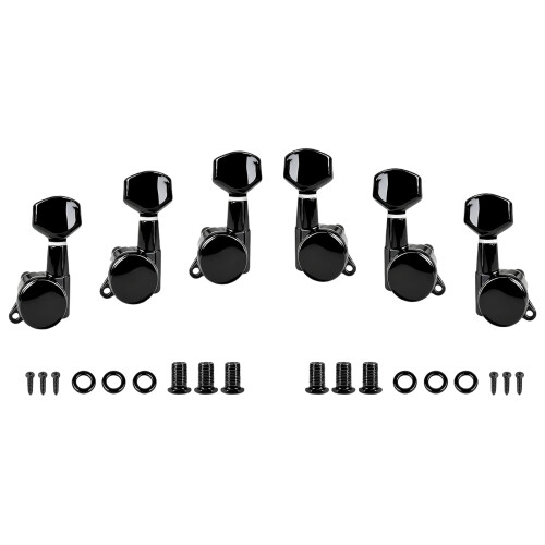 Guitar Tuning Pegs Replacements 6 Piece-Black 3 Left 3 Right
