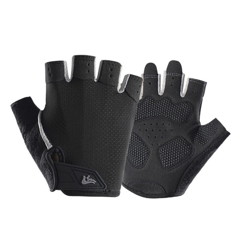 2pcs Breathable Biking Gloves Sun Protective-black gray M