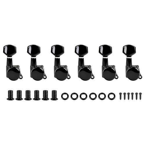 Guitar String Tuning Pegs Guitar Machine Heads-Black 6 Right