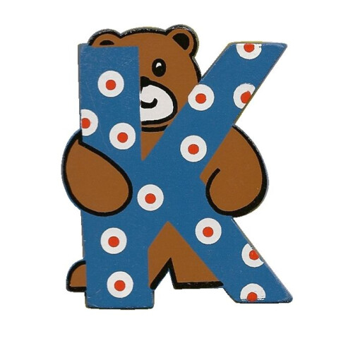 Wooden Letter - VILAC - Letter K - Bear Pattern - Solid Wood - Height 7 cm