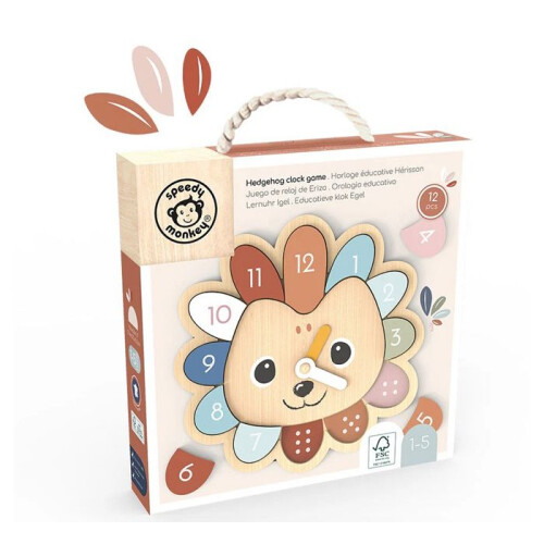 Horloge educative Herisson en bois - SPEEDY MONKEY - SP1047 - Beige - Dès 2 ans