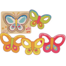 Wooden Puzzle - GOKI - Layered Butterfly Puzzle - 5 pieces - Develops dexterity - 24 months+