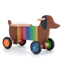 Kinderen drager - VILAC - Multikleur hond drager - Hout - 4 wielen - Ontwikkelt de motoriek