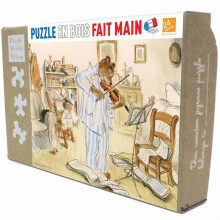Puzzle - Michèle Wilson - Gabrielle Vincentin musiikkitunti - 24 palapelin palaa - Käsintehty puu Ranskassa - Kierrätetty kraft-laatikko