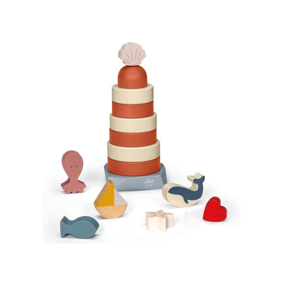 Photos - Other Toys Stackable Toy - Sevi - Stackable Lighthouse - 15 wooden pieces - Develops motor skills - Unisex