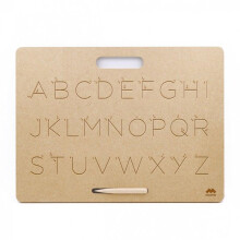 Tavoletta di scrittura - MAZAFRAN - Montessori - Maiuscole stampatello - 39x29 cm - Stilo in legno 10 cm
