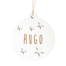 Vintiun - Customizable White Wood Christmas Bauble