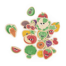 Imãs - JANOD - Frutas e Legumes J09648 - 24 peças - Madeira - Para crianças