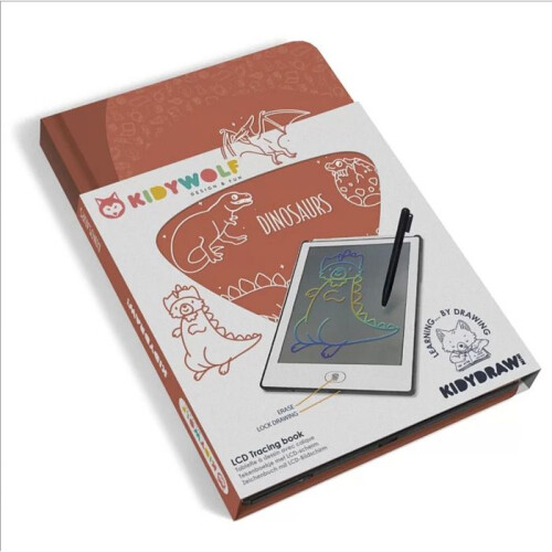 KIDYWOLF KIDYDRAW Mini Drawing Tablet - Dinosaur Theme - Educational - From 4 Years Old