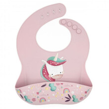 Sassi Junior | Sassi Junior | Babador coletor em silicone Animais Rosa - 30 x 22 cm UNICÓRNIO