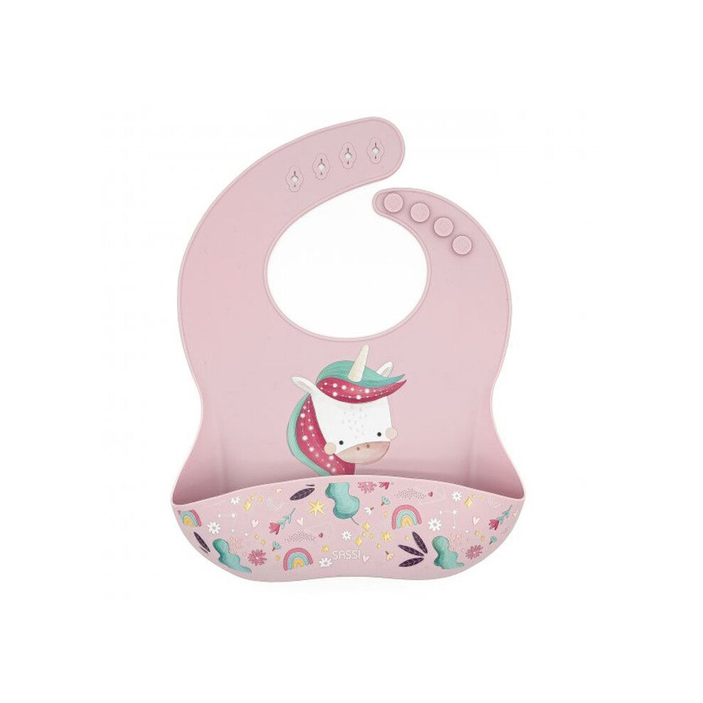 | | Silicone Catch-All Bib Animals - 30 X 22 Cm Unicorn Pink Sassi Junior