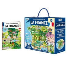 Coffret Puzzle - Sassi Junior - Viagem Descubra Explore - 210 peças - 70x70 cm - 32 páginas