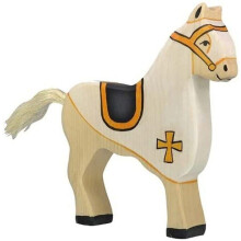 Figurinha Holztiger Cavalo de Corrida Branco - Pintada à mão - 80251