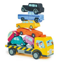 Jogo de empilhar - TENDER LEAF TOYS - Carros empilháveis - 7 carros de madeira - Unissex - 12 meses
