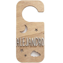 Cabide de porta - Vintiun - Personalizável - Padrão Noite - Madeira de álamo