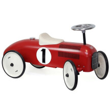 Lapsenkantaja - VILAC - 1049S - vintage-auto punainen ja kerma - suuret hiljaiset renkaat - istuinkorkeus 28 cm